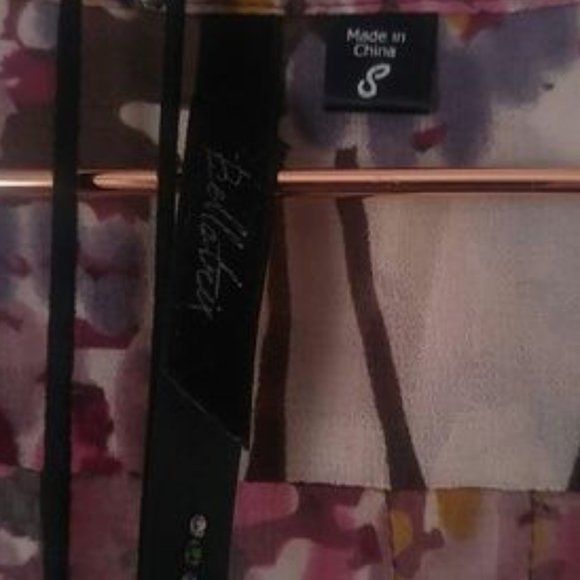 Bellatrix Mauve Pink Plum Tree Poly Semi Transparent Pleated front & Back Top S - Picture 2 of 5